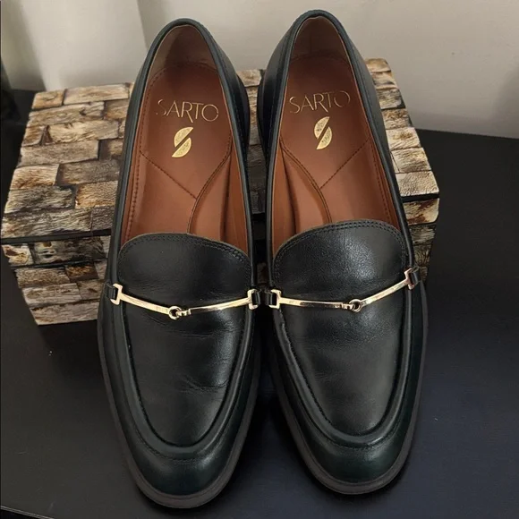 SARTO (US 6) by Franco Sarto Eda Loafer Leather Padded Sturdy Sole English Green - Picture 7 of 16